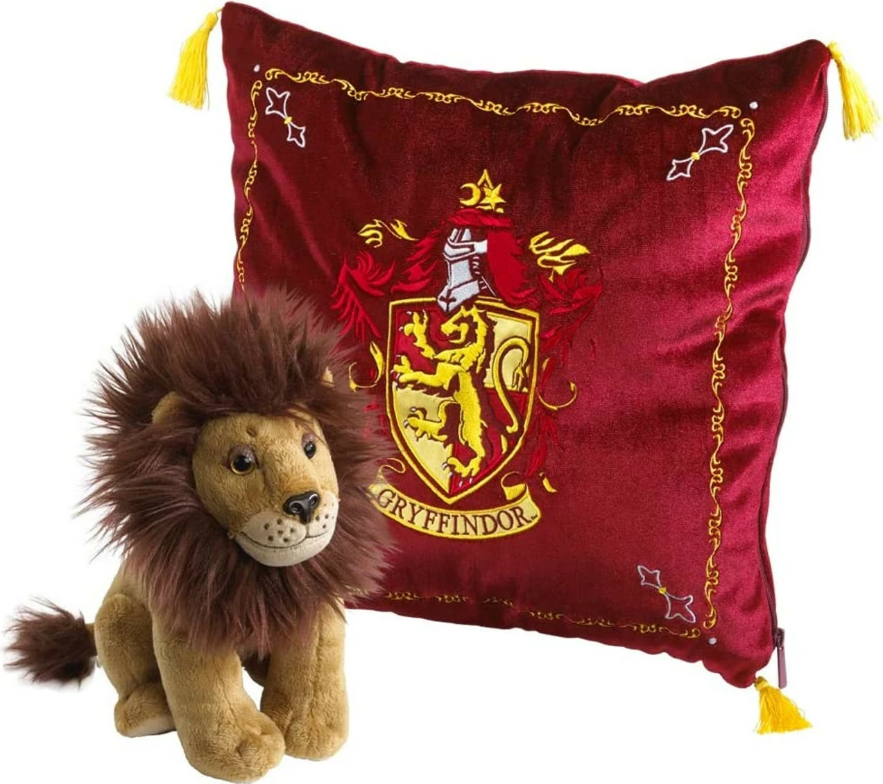 Jastëk me lodër pelushi Noble Collection Harry Potter Gryffindor 34x34 cm, set me luan pelushi, e kuqe