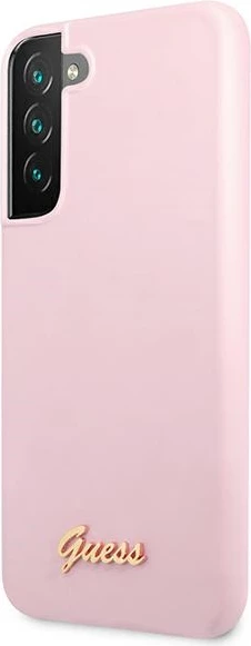Mbështjellës Guess për Samsung Galaxy S22+, Silicone Script Metal Logo, Lavandë