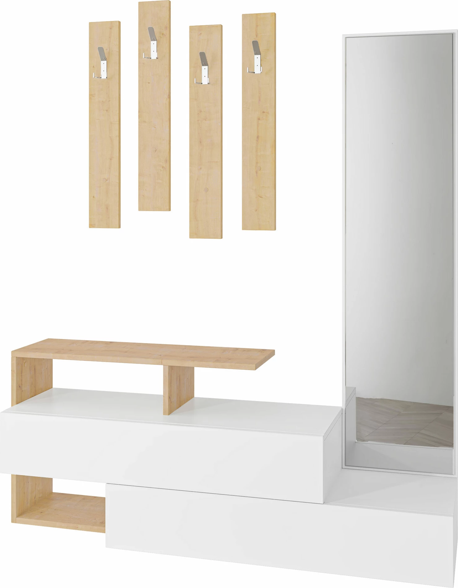 Stendë për korridor, Skye Decor, ngjyrë e bardhë dhe lis, Ramda
