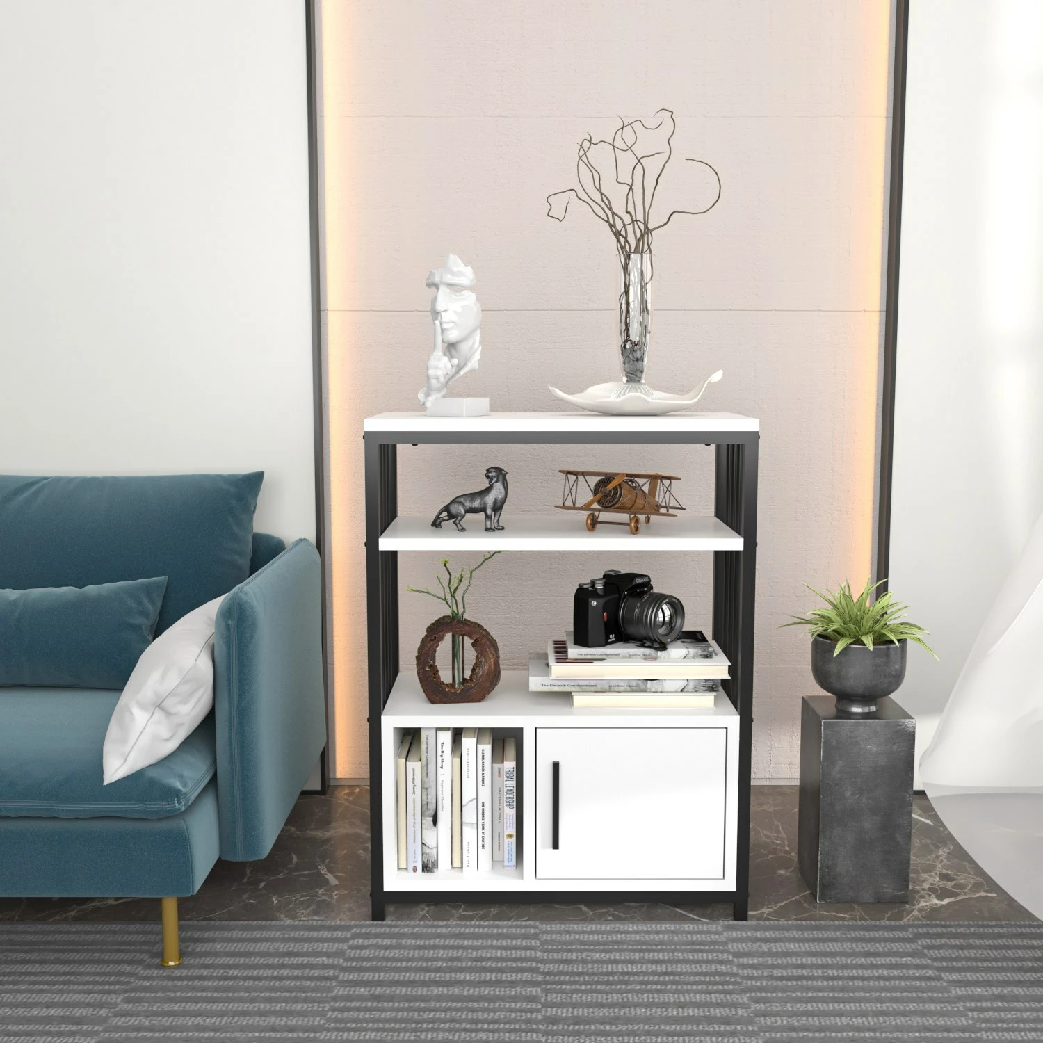 Raft librash Hanah Home, Letos, bardhë e zi