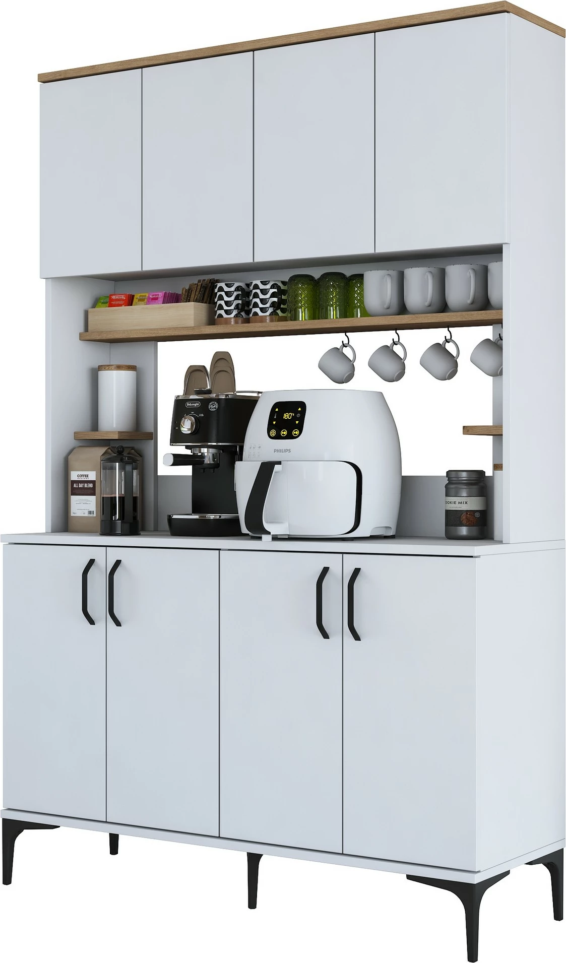 Dollap multifunksional Hanah Home, JE176 - 3291, ngjyrë e bardhë dhe arre