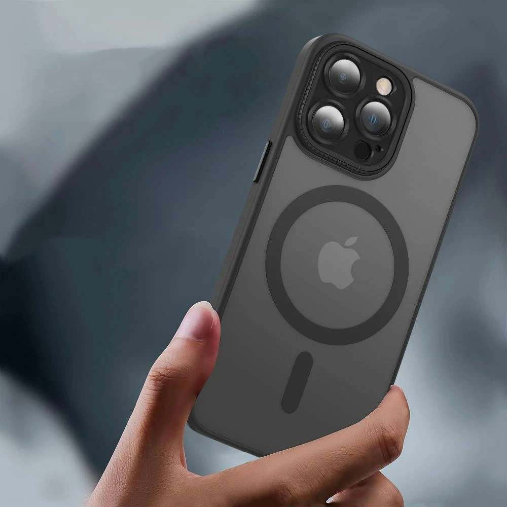 Mbështjellës Tech-Protect MagMat Cam+ për iPhone 15, MagSafe, Gjysem-transparent, Zi
