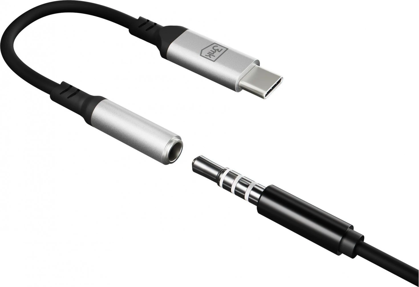 Adapter 3MK USB-C - miniJack, argjendtë-zi