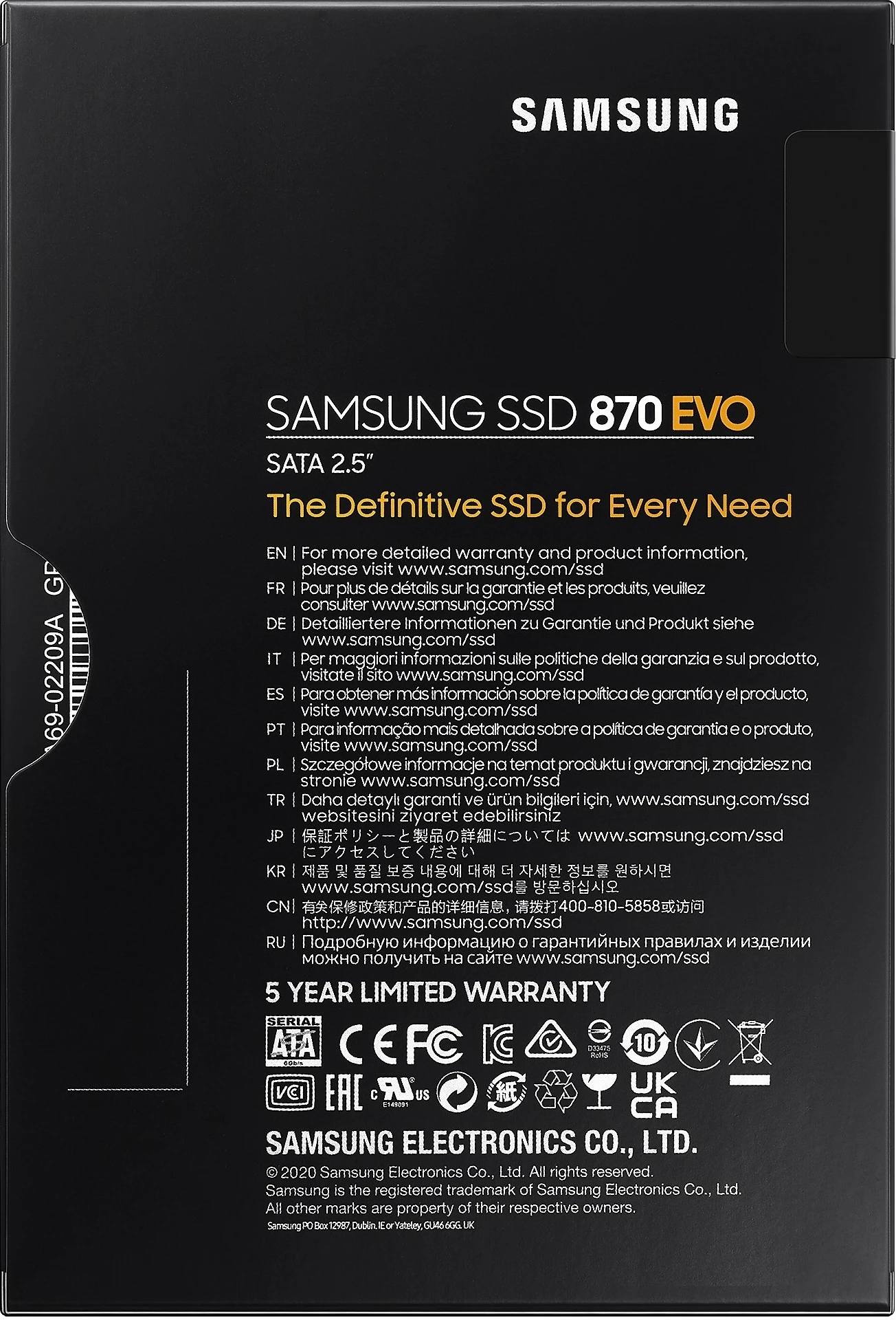 SSD Samsung 870 EVO, 2 TB, 2.5", 560 MB/s, e zezë