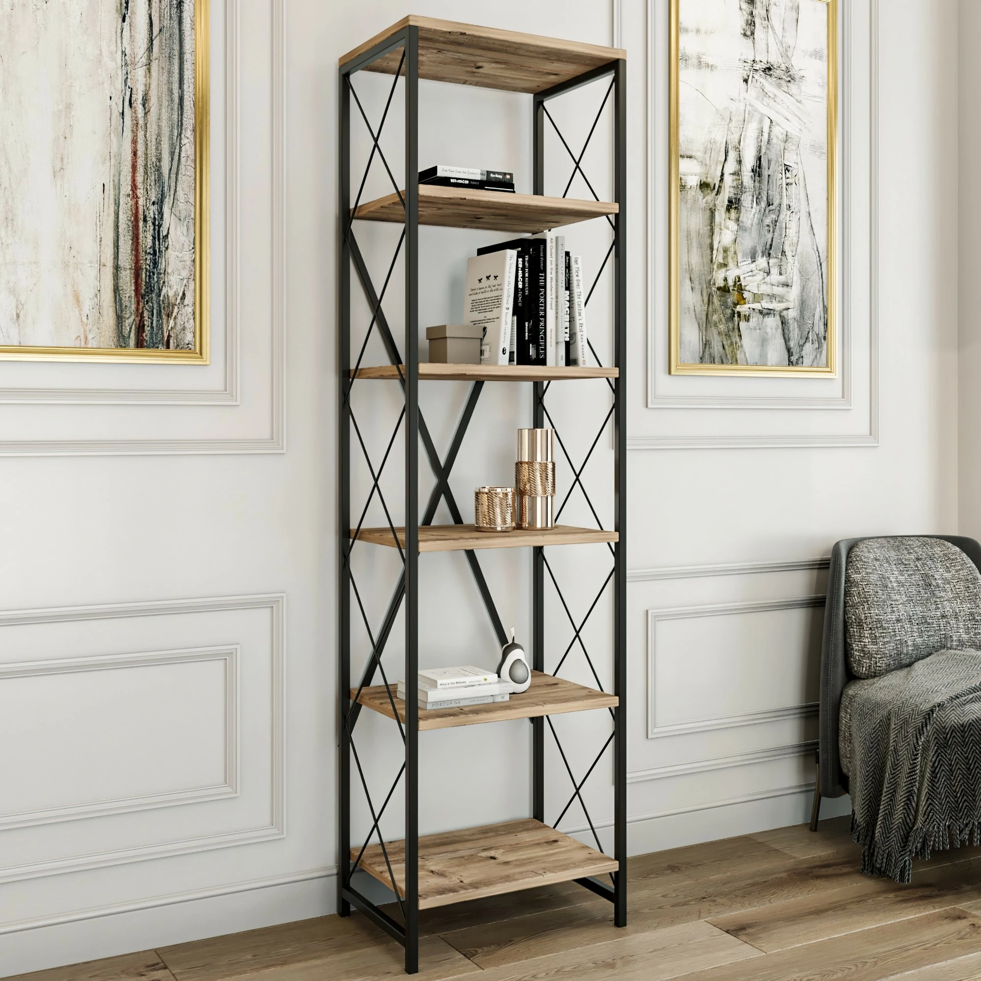 Raft librash Hanah Home, Suadiye, ngjyrë pishë Atlantike dhe e zezë