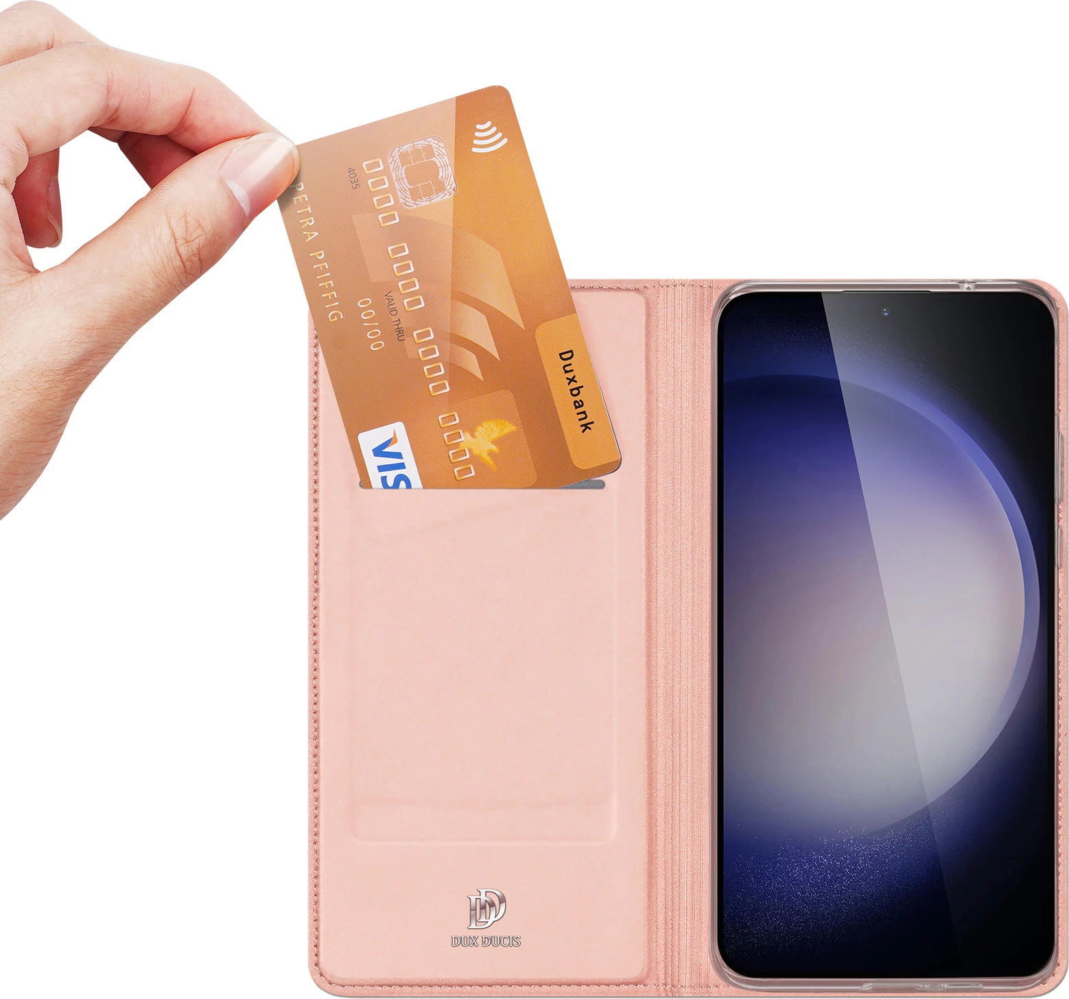 Mbështjellës Dux Ducis Skin Pro për Samsung Galaxy S24+, me kapak, rozë