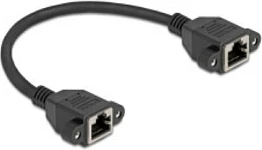 Kabllo rrjeti DeLOCK 90782, Cat6a, RJ45 femër-femër, 0.25 m, S/FTP, e zezë