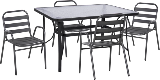 Set kopshti tavolinë & karrige Prelude FH21032, 5 pjesë, hiri/alumin