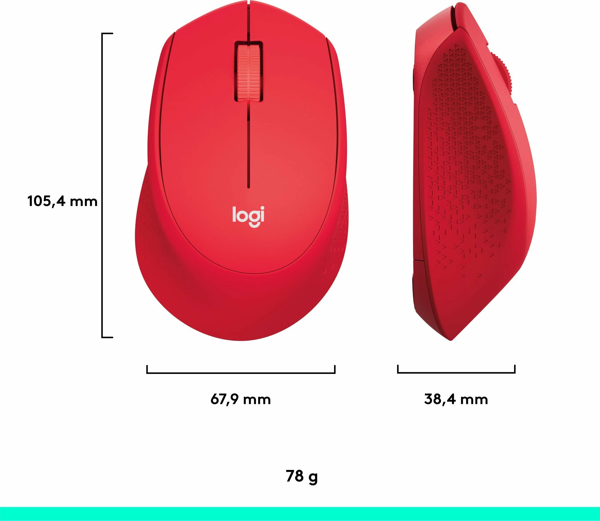 Maus Logitech M330 Silent Plus 910-004911 1000 DPI wireless, e kuqe