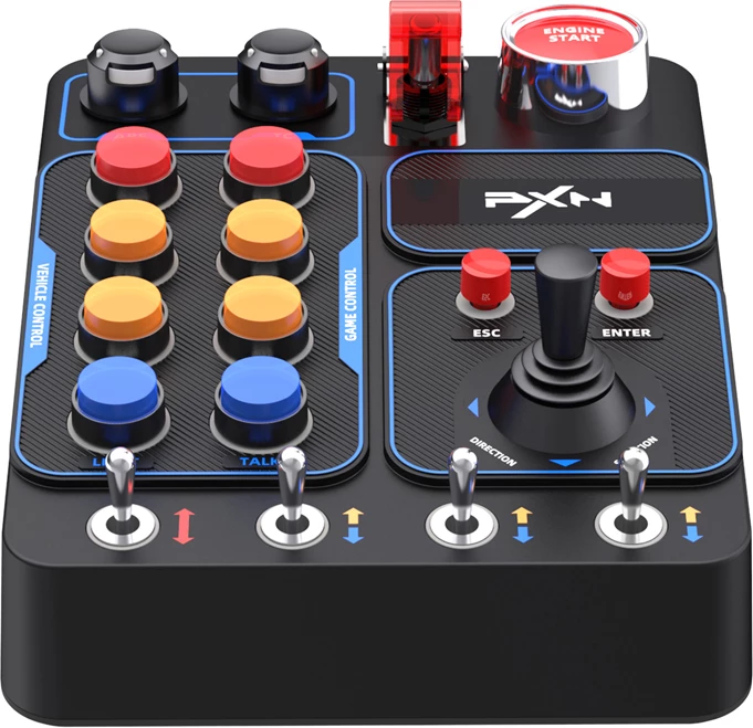 Panel kontrolli me butona për simracing, PXN CB1, 30 butona të programueshëm, RGB, lidhje me kabllo USB-C, montim me kapëse