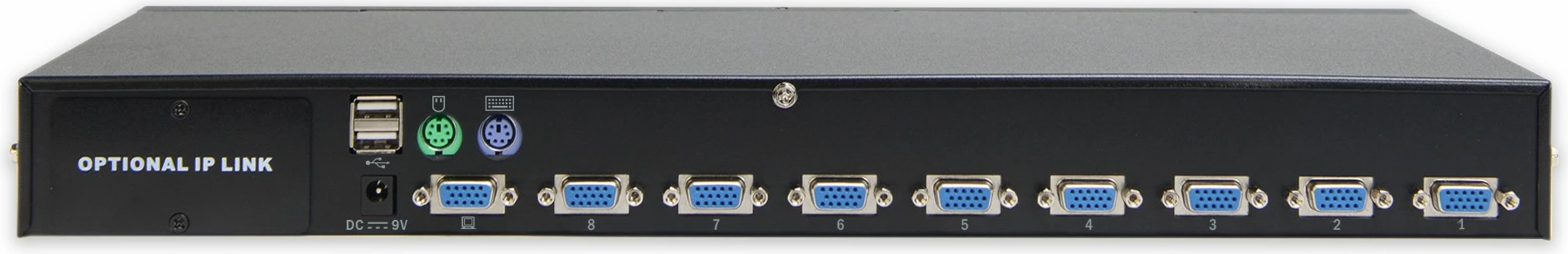 Switch KVM Digitus 8 porta, 1 përdorues, slot për modul IP, zi