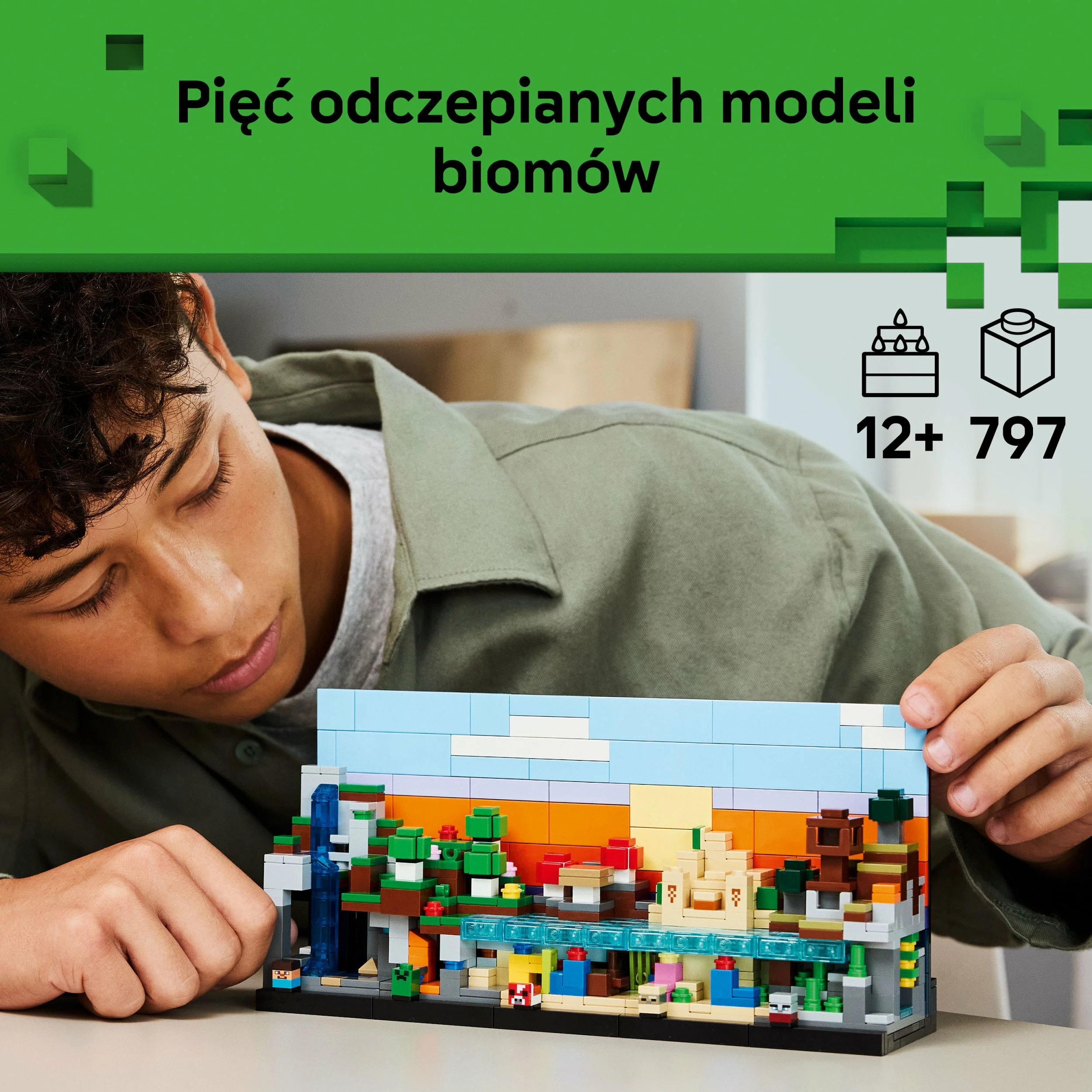 Set konstruktimi LEGO Minecraft Minibiomy 21589, 797 pjesë, 12+