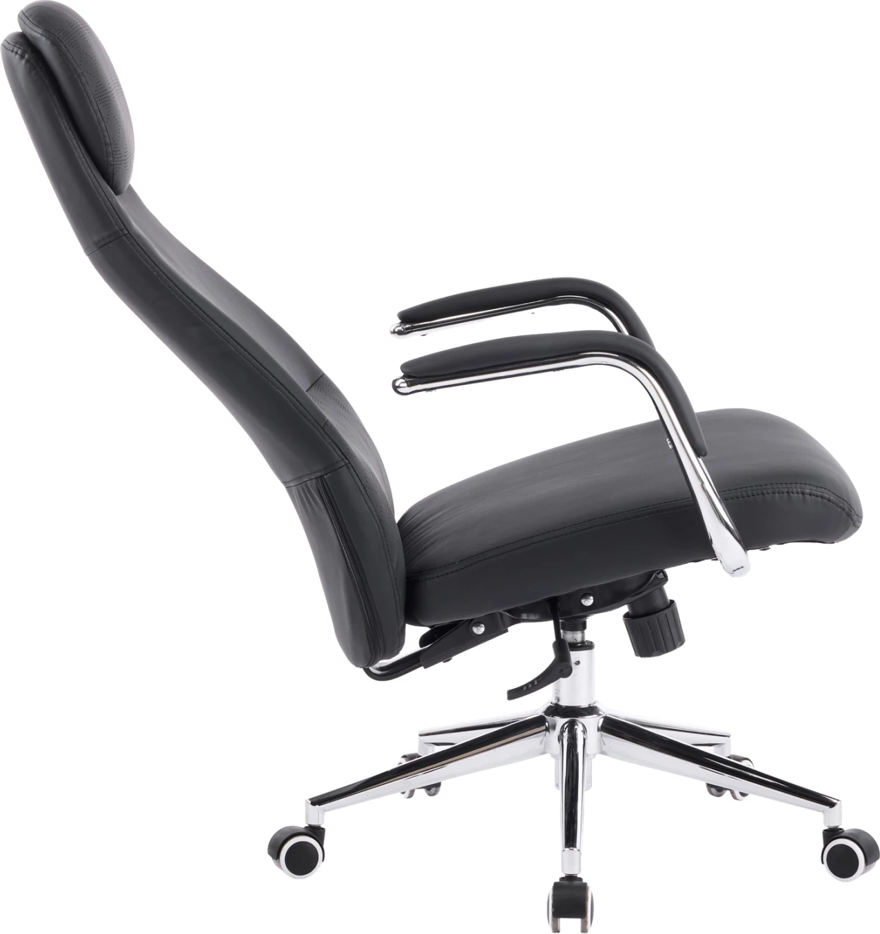 Karrige zyre SONTY, lëkurë PU e zezë, bazë kromi, FH18354.01, 64x68x125cm