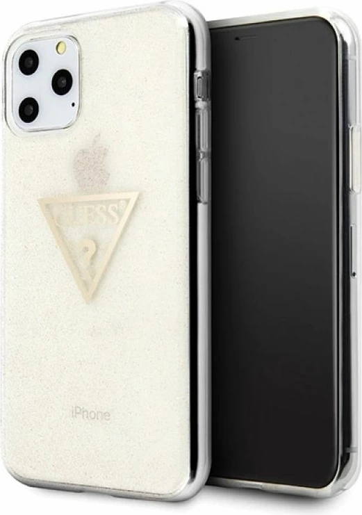 Kapak iPhone 11 Pro Guess GUHCN58SGTLGO, i artë, Glitter Triangle