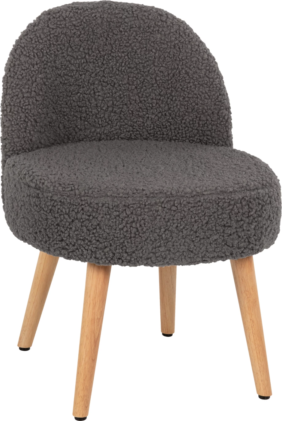 Karrige YASMINE FH8395.21 shpinë e ulët - pëlhurë boucle ngjyrë gri - këmbë druri 47x46x64.5H cm.