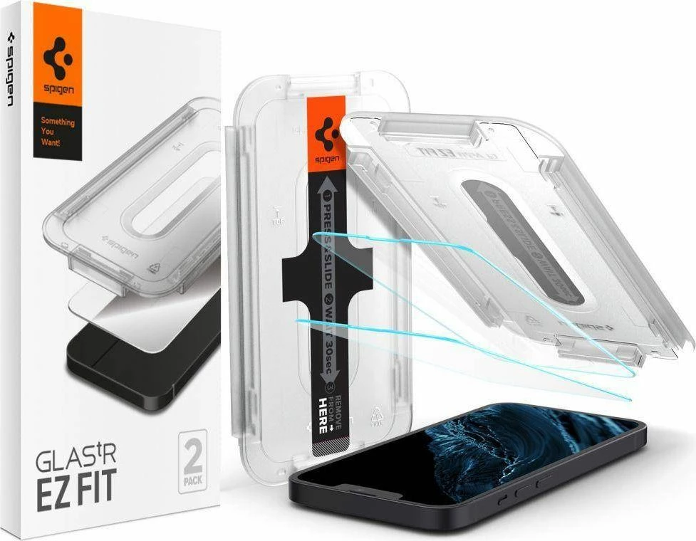 Xham i kalitur mbrojtës ekrani, Spigen, Glas.TR EZ Fit, për Apple iPhone 13/13 Pro, 9H, 0.2mm, 2 copë