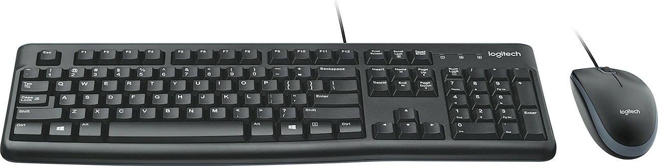 Set tastierë dhe maus Logitech Desktop MK120, me kabllo, USB, AZERTY, i zi