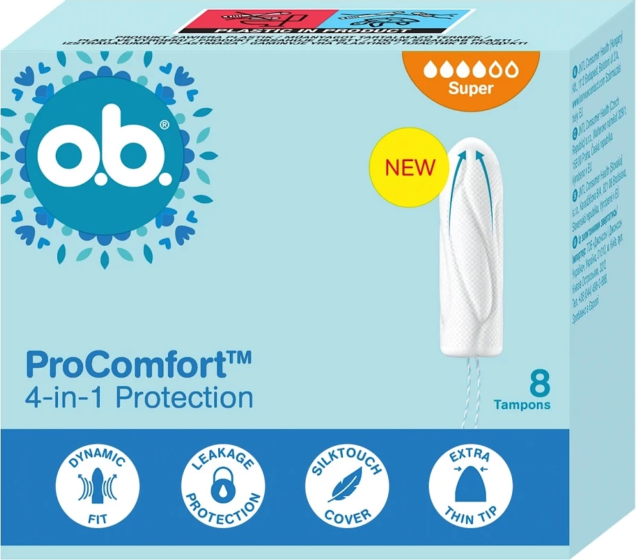 Tampona për femra O.B. ProComfort Super, 8 copë