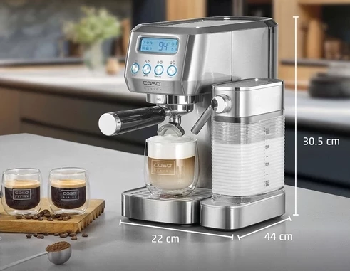 Aparat espresso CASO EspressoGourmet Latte 1821 1350W 20 bar 1.3L/700ml, ngjyrë argjendtë