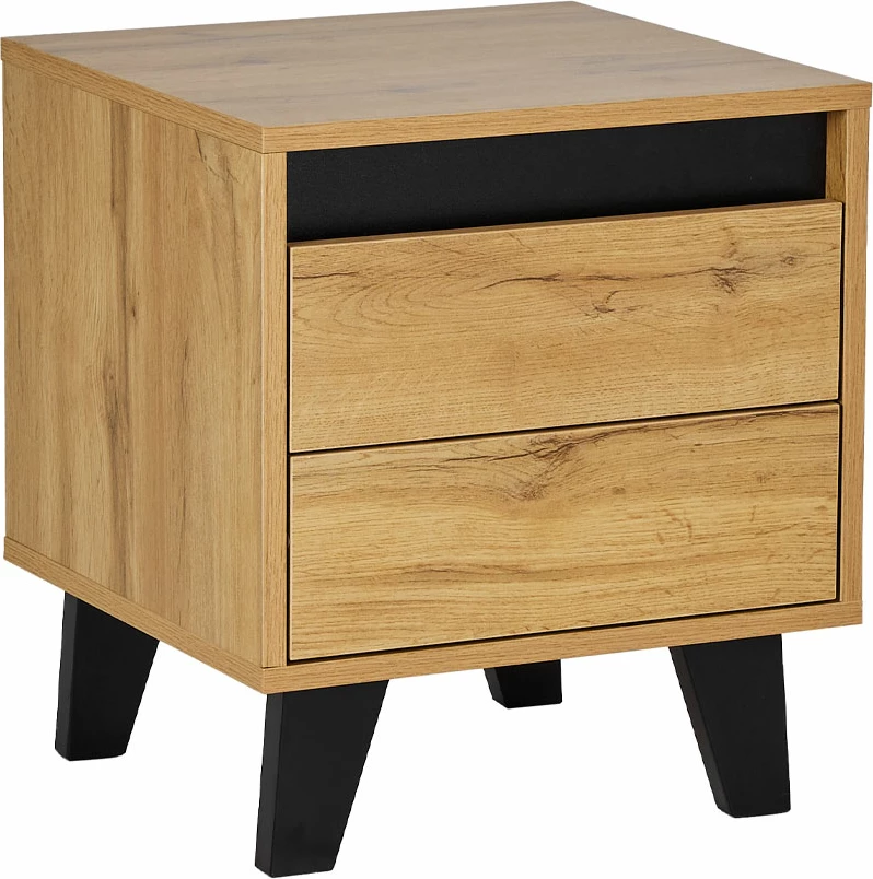 Komodinë Arabica me 2 sirtarë, ngjyrë sonoma dhe e zezë, 40x38x45cm