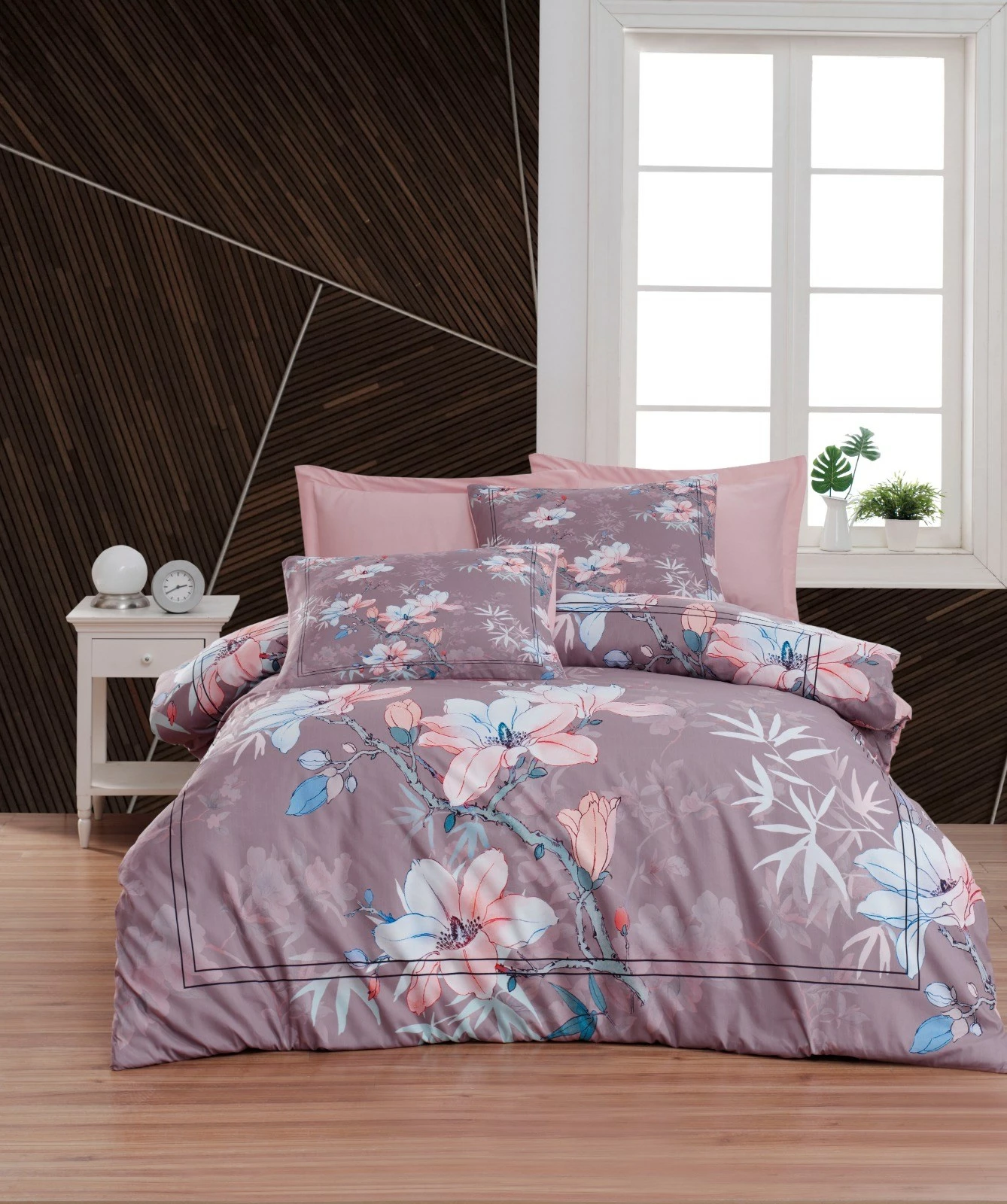 Set mbulesë për jorgan king size, ngjyrë pluhur, vjollcë, kaltër, bardhë, L'essentiel, 483