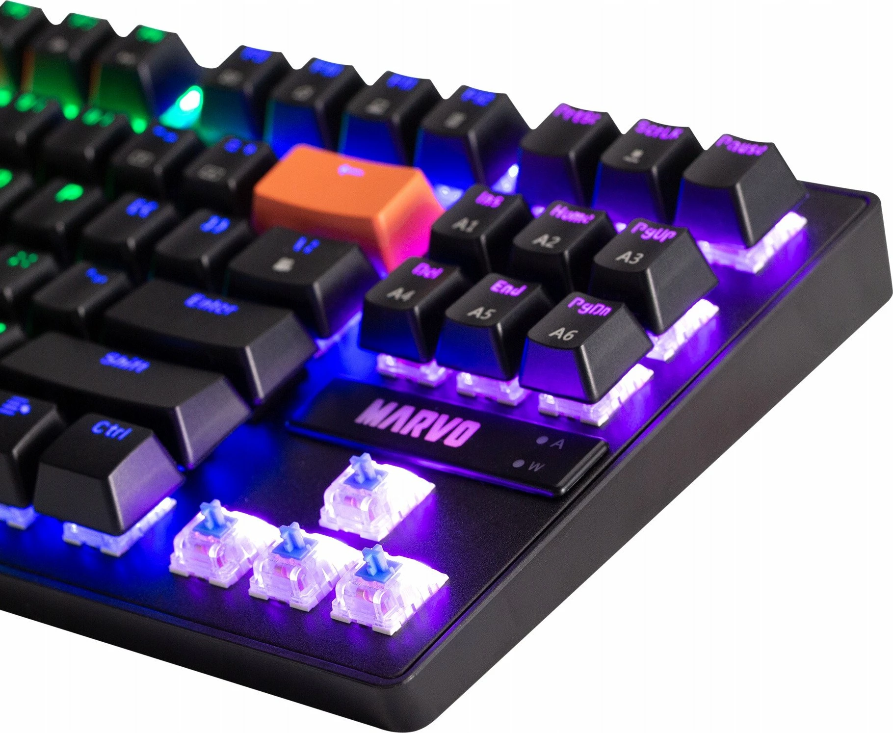 Tastierë mekanike Marvo Krone 87 KG901C EN, 87 taste (TKL 80%), Blue Switch, RGB, USB me kabllo 1.5 m, layout US, e zezë