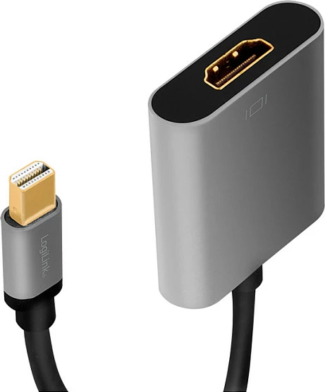 Adapter mini DisplayPort LogiLink, në HDMI, 4K/60Hz, 0.15 m, alumini, zi/hirtë