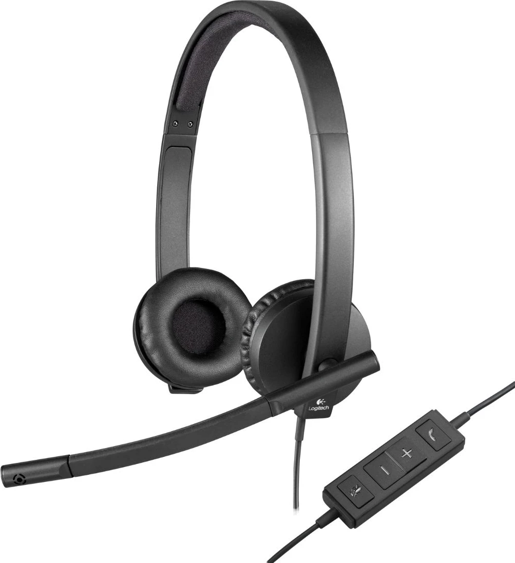Kufje me mikrofon, Logitech, H570e 981-000575, stereo me kontroll në kabllo, e zezë