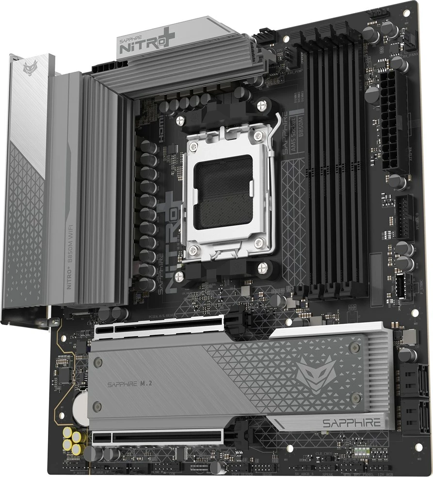 Pllakë amë Sapphire NITRO+ B850M WIFI, Socket AM5, micro ATX, E zezë