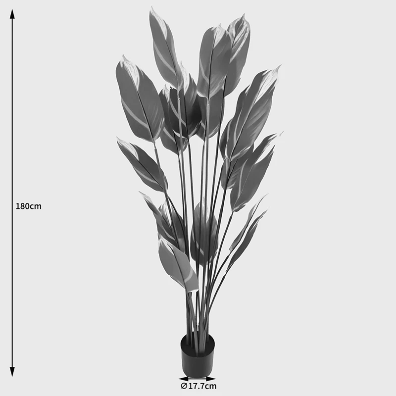 Bimë dekorative Lucky Inart, vazo e zezë, 80x180cm