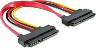 Kabllo SATA DeLOCK 22-pin (Data+Power), Female/Female, 0.2 m, e kuqe
