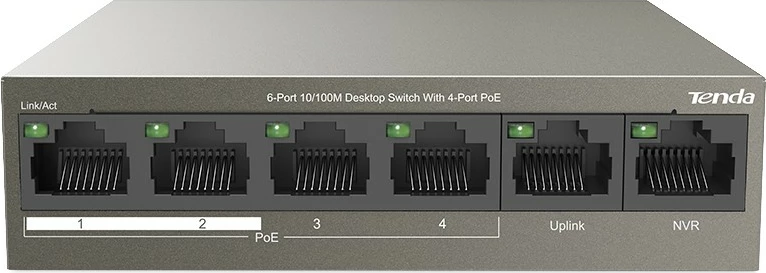 TENDA TEF1106P-4-63W 6-Port 10/100M Desktop Switch with 4-Port PoE