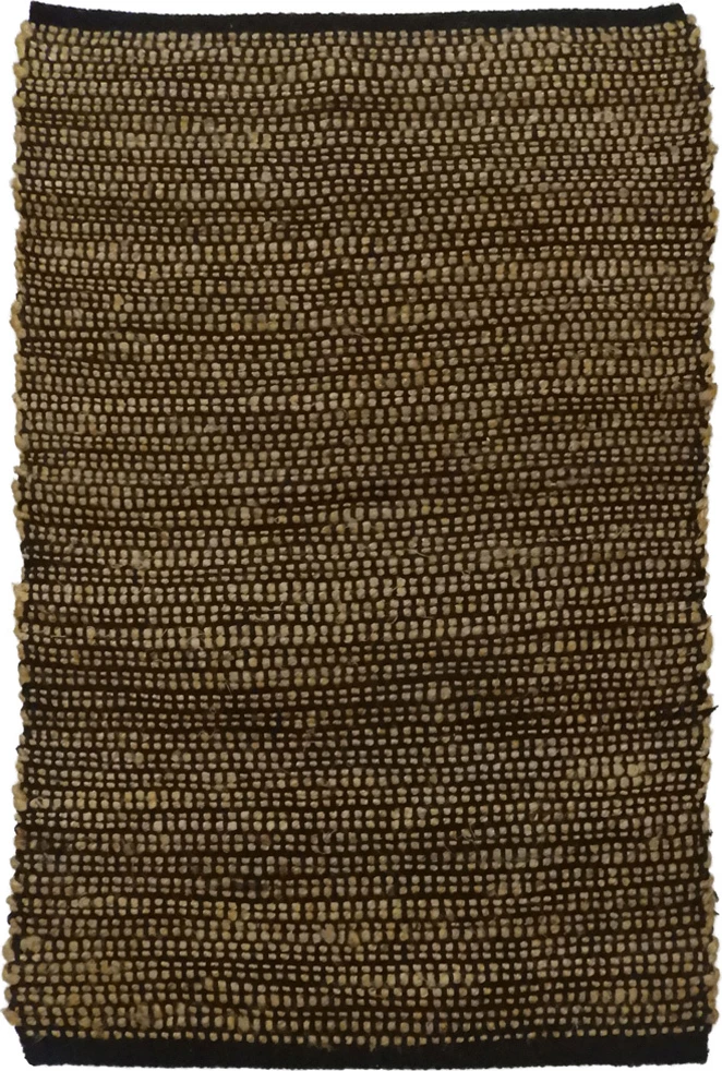 Qilim Earth, jute dhe pambuk, bezhë e zi, 60x90cm