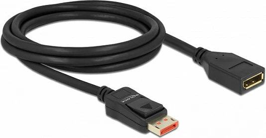 Kabllo zgjatëse DisplayPort DeLOCK 2m, DP 1.4, 8K@60Hz, mashkull-femër, e zezë