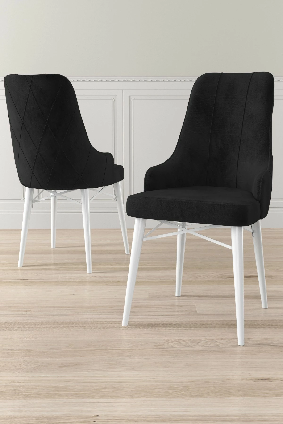 Set karrigesh (2 copë) Hanah Home, Neta, e zezë dhe e bardhë