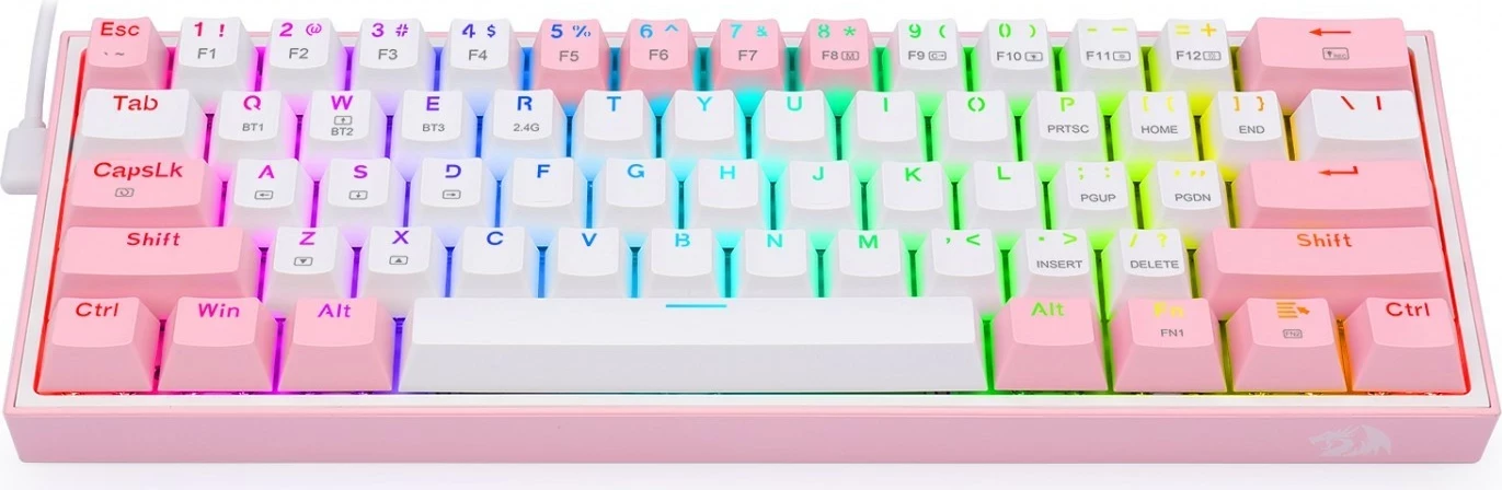 Tastierë mekanike Redragon Fizz Pro K616, RGB, wireless/wired, e bardhë-rozë