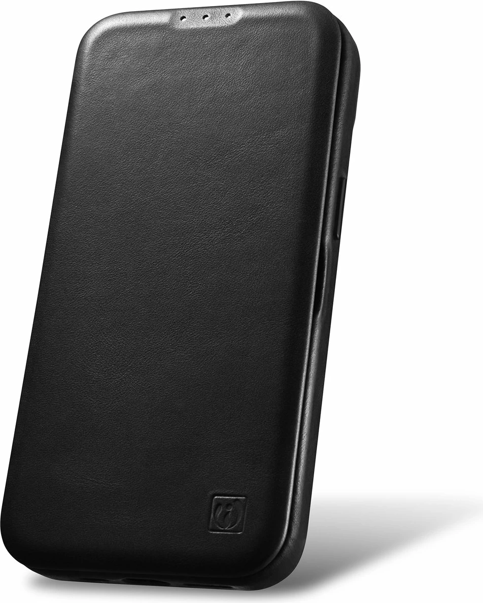 Mbështjellës iCarer Oil Wax Premium Leather Folio për iPhone 14 Plus, MagSafe, i zi