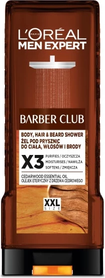 Xhel dushi 3-në-1 për trup, flokë dhe mjekër L'Oreal Paris Men Expert Barber Club për meshkuj, 400ml