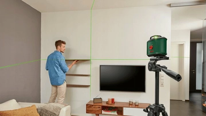 Laser nivelues Bosch UniversalLevel 360, rreze 24 m, set me tripod TT150UNI, gjelbër/zi