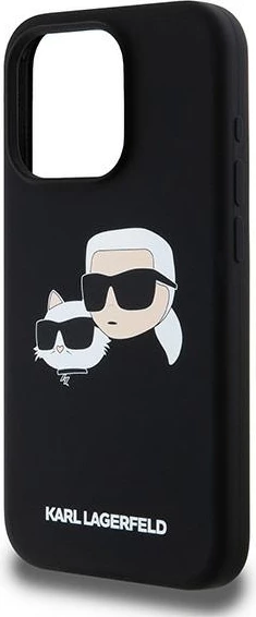 Mbështjellës Karl Lagerfeld Silicone Karl & Choupette MagSafe për iPhone 15 Pro Max, zi