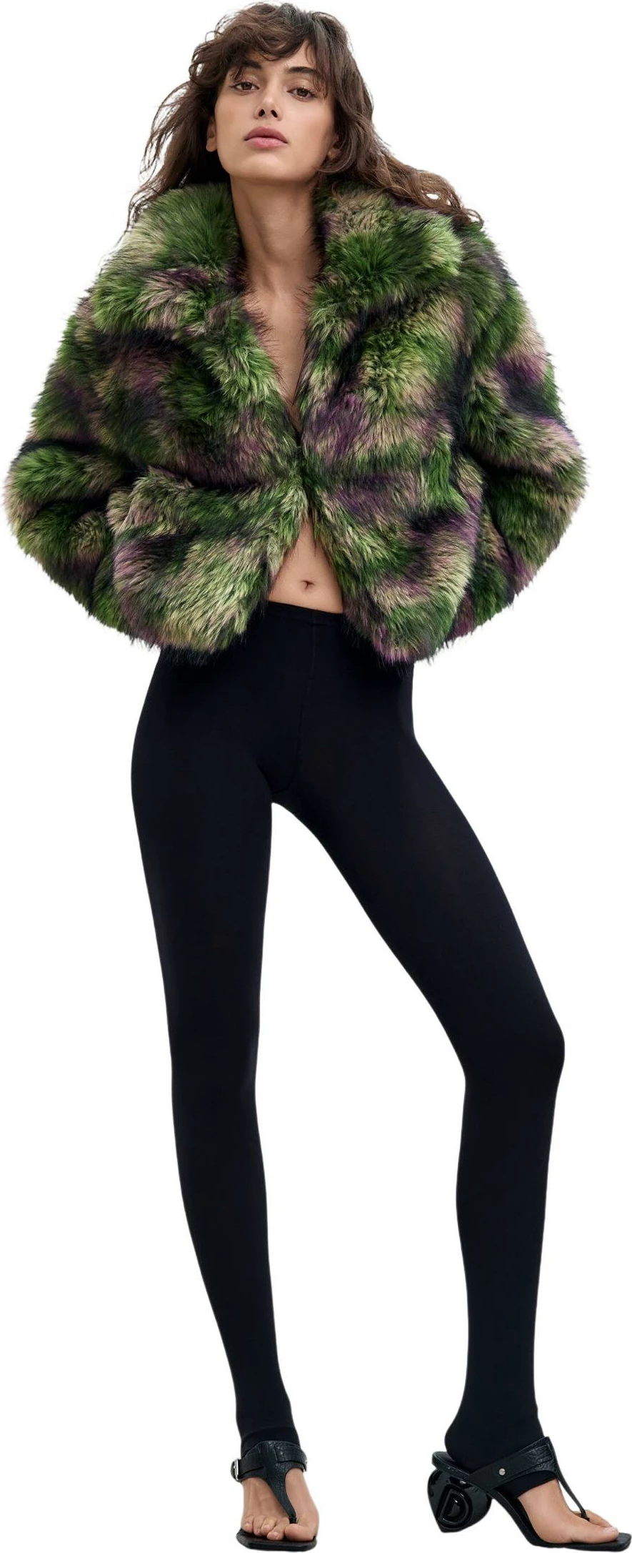 Jakne për femra Desigual FAKE FUR_CAMOMILLE_LA 26WWEW02, e gjelbër [Madhësia: L]
