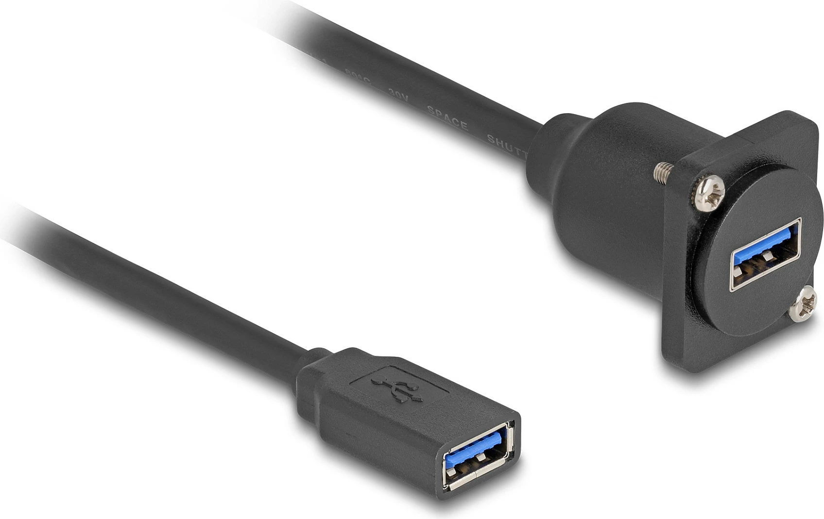 Kabllo USB DeLOCK D-Type USB-A femër në USB-A femër, USB 3.2 Gen 1, 0.2 m, 5 Gbps, e zezë