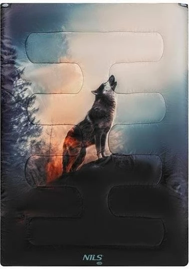 Thes gjumi Nils Camp NC3601 3-në-1 dopio 200x140cm (0°C), me print ujk