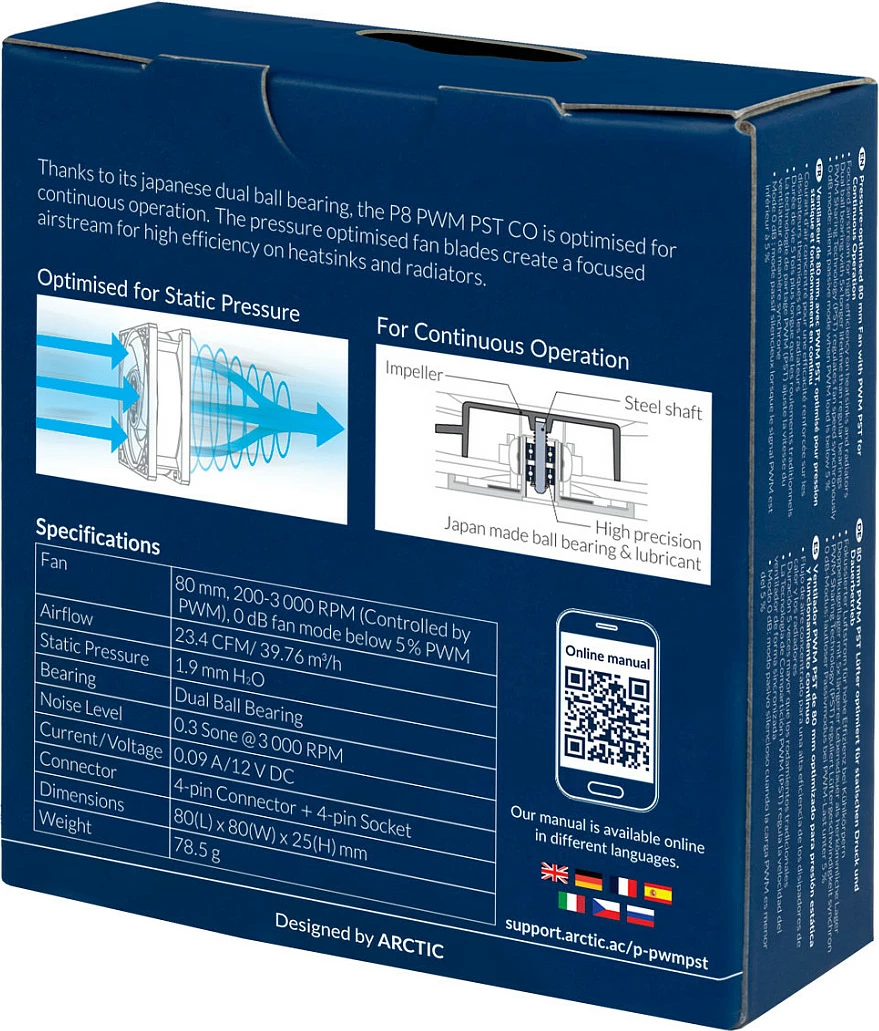 Ventilator kase ARCTIC P8 PWM PST CO, 80mm, PWM, 200-3000RPM, i zi