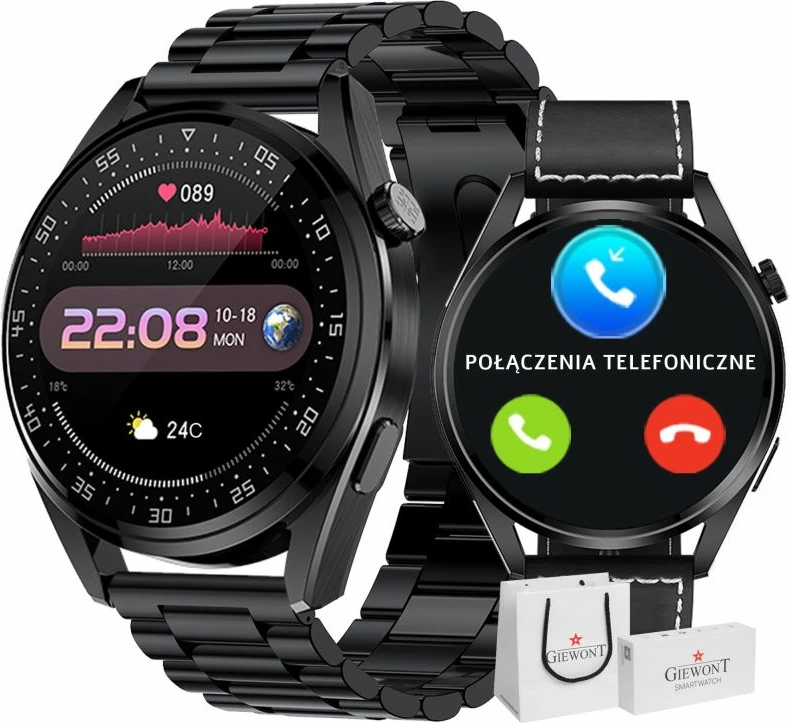 Smartwatch Giewont për meshkuj, i zi