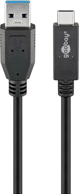 Kabllo USB Goobay USB 3.2 Gen 2, USB-A në USB-C, 0.5 m, 60 W, e zezë