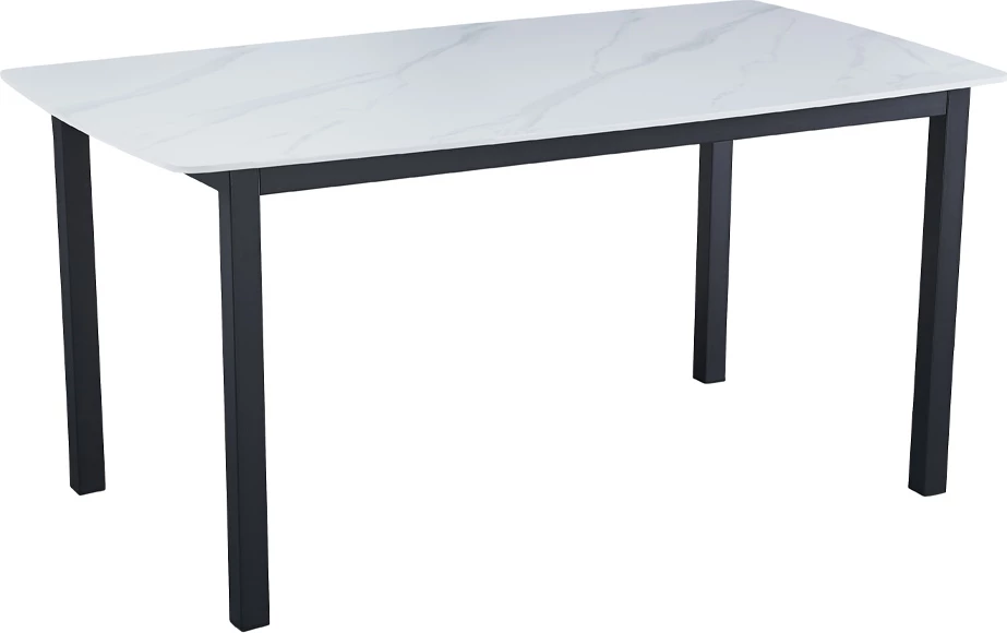 Tavolinë Pluto, ngjyrë e bardhë me pamje mermeri, 160x90x76cm