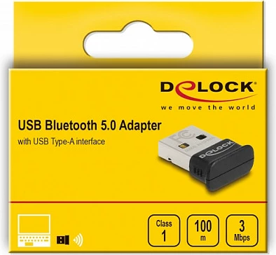 Adapter USB Bluetooth DeLOCK 5.0, Class 1, deri 100 m, i zi