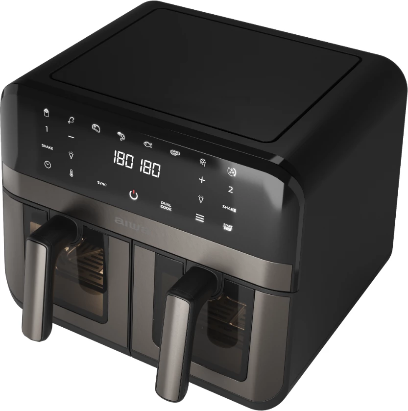 Fritezë me ajër të nxehtë AIWA FUTAGO AFR-9000 9L (2x4.5L) 2400W, e zezë/inox