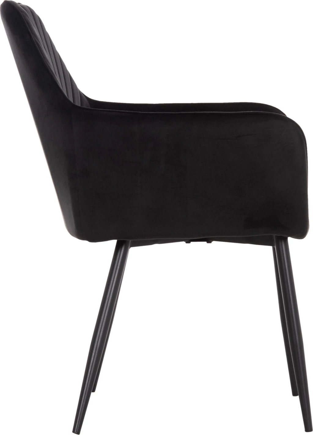 Karrige Latrell, kadife e zezë, këmbë metali të zeza, 55x57x84H cm., set prej 2 copë